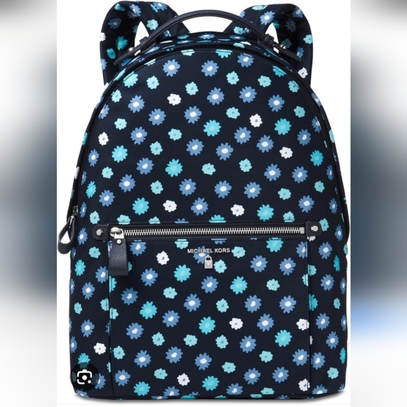 Michael Kors Blue Backpack Kelsey 14.5" x12" x5" New - Picture 1 of 4